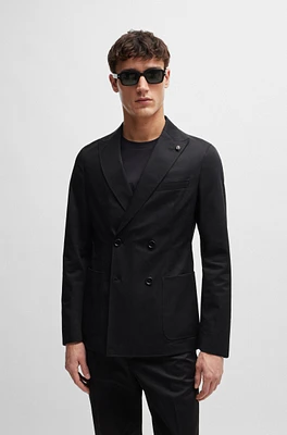 Slim-fit double-breasted jacket stretch cotton
