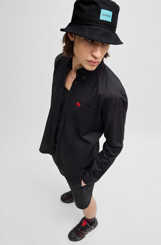 Cotton-twill bucket hat with logo label