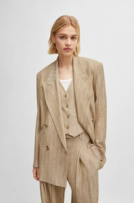 Double-breasted jacket pinstripe stretch fabric