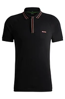 Stretch-cotton polo shirt with stripes and logo