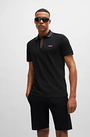 Stretch-cotton polo shirt with stripes and logo