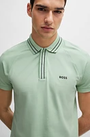 Stretch-cotton polo shirt with stripes and logo