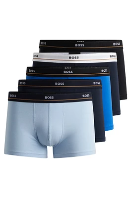 Five-pack of stretch-cotton trunks with logo waistbands