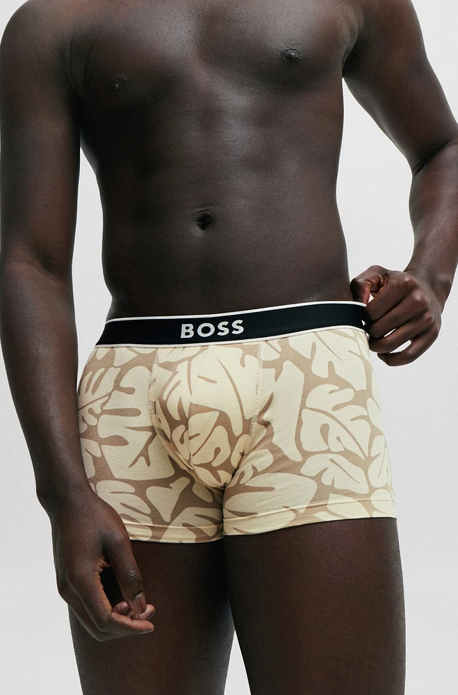 Stretch-cotton trunks with seasonal print and logo waistband