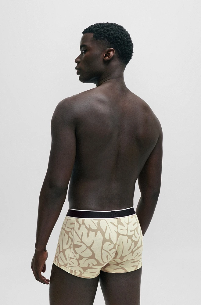 Stretch-cotton trunks with seasonal print and logo waistband