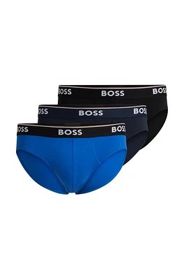 Three-pack of stretch-cotton briefs with logo waistbands