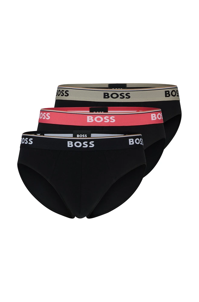 Three-pack of stretch-cotton briefs with logo waistbands