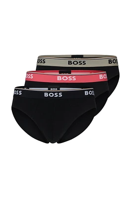 Three-pack of stretch-cotton briefs with logo waistbands