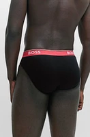 Three-pack of stretch-cotton briefs with logo waistbands