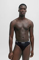 Three-pack of stretch-cotton briefs with logo waistbands