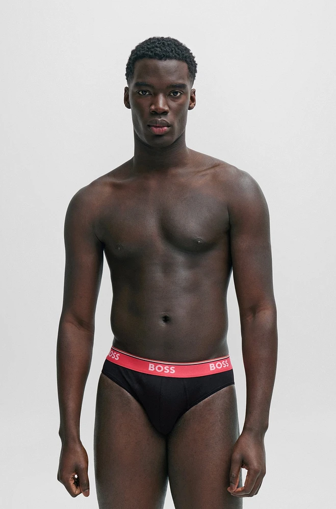 Three-pack of stretch-cotton briefs with logo waistbands