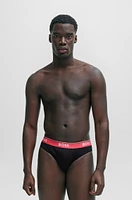 Three-pack of stretch-cotton briefs with logo waistbands