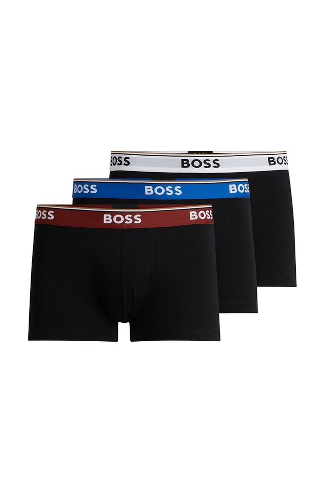 Three-pack of stretch-cotton trunks with logo waistbands