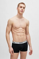 Three-pack of stretch-cotton trunks with logo waistbands