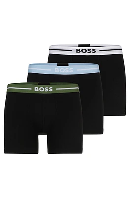 Three-pack of stretch-cotton boxer briefs with logos