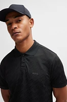 BOSS - Relaxed-fit polo shirt with monogram jacquard Dark Grey