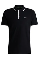 Honeycomb-cotton polo shirt with contrast logo