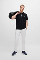 Honeycomb-cotton polo shirt with contrast logo