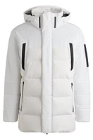 Water-repellent down parka jacket with removable hood