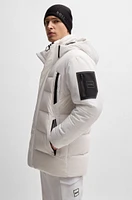 Water-repellent down parka jacket with removable hood