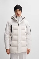 Water-repellent down parka jacket with removable hood