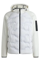 Mixed-material jacket with quilted front