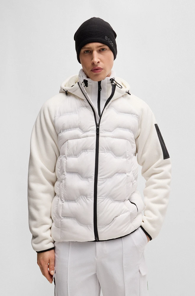 Mixed-material jacket with quilted front