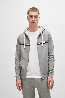 Cotton-terry zip-up hoodie with stripes and logo