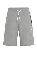 BOSS - Drawstring shorts French terry with stripes and logo Grey