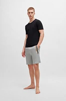 BOSS - Drawstring shorts French terry with stripes and logo Grey