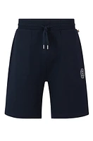 Cotton-terry shorts with double monogram and drawstring