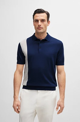 Polo-collar regular-fit sweater silk and cotton