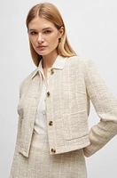 Collarless regular-fit jacket melange tweed