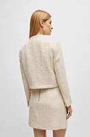 Collarless regular-fit jacket melange tweed