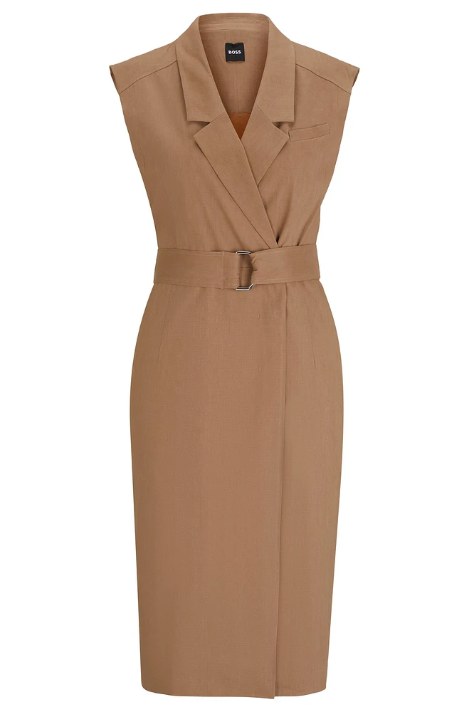 Belted wrap dress a linen blend