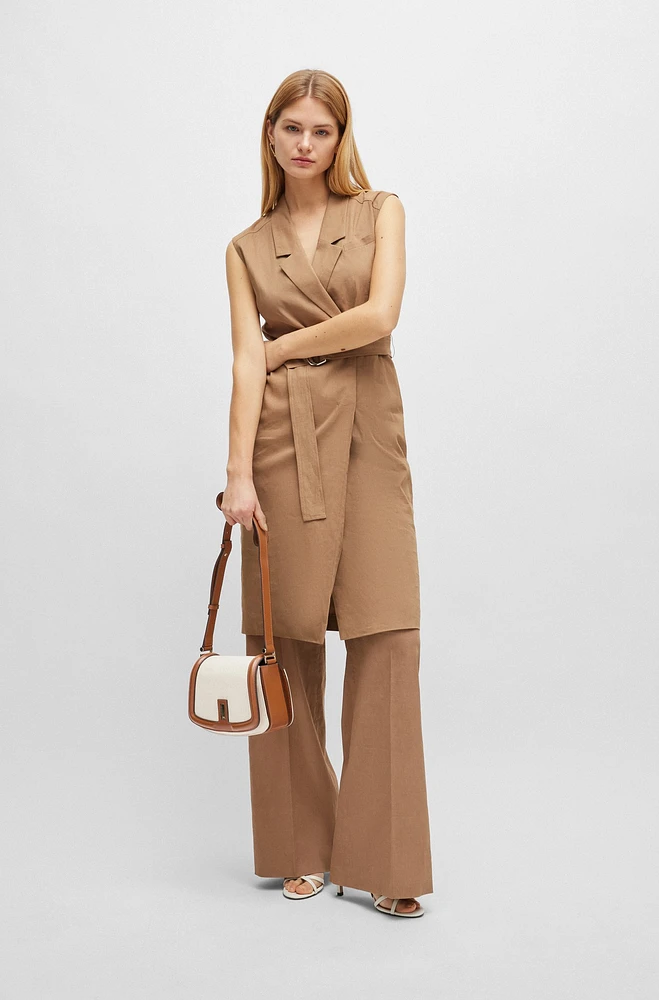 Belted wrap dress a linen blend