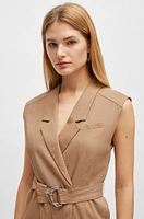 Belted wrap dress a linen blend