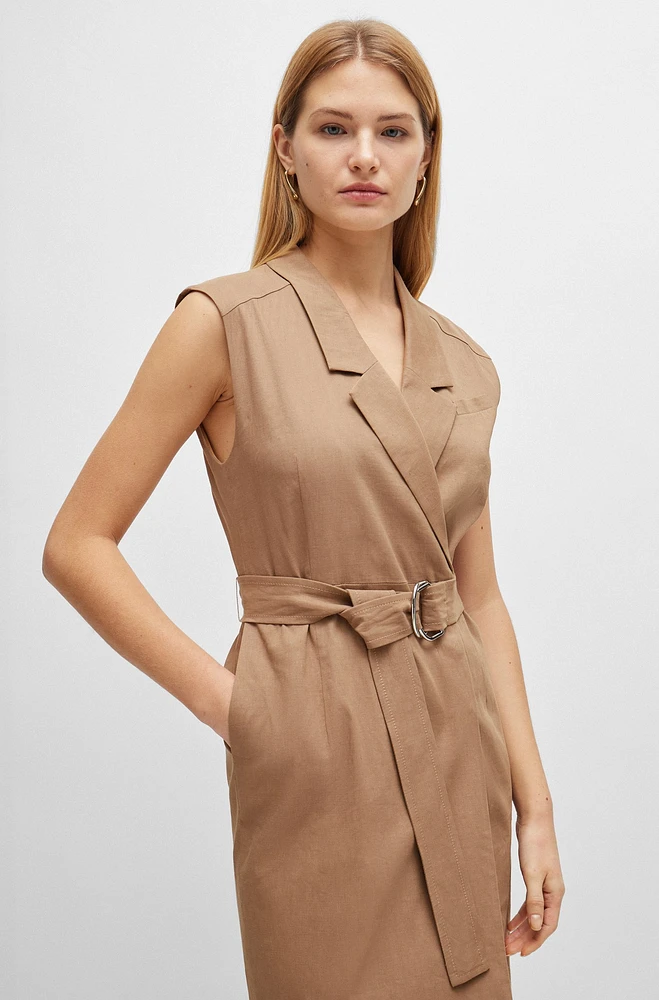 Belted wrap dress a linen blend