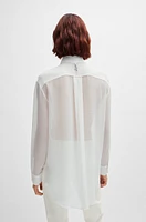 Oversize-fit blouse soft seersucker with point collar