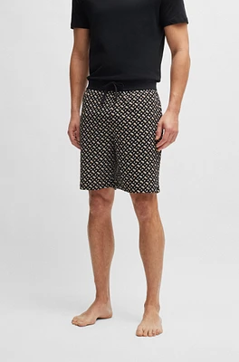 Interlock-cotton pajama shorts with monogram pattern