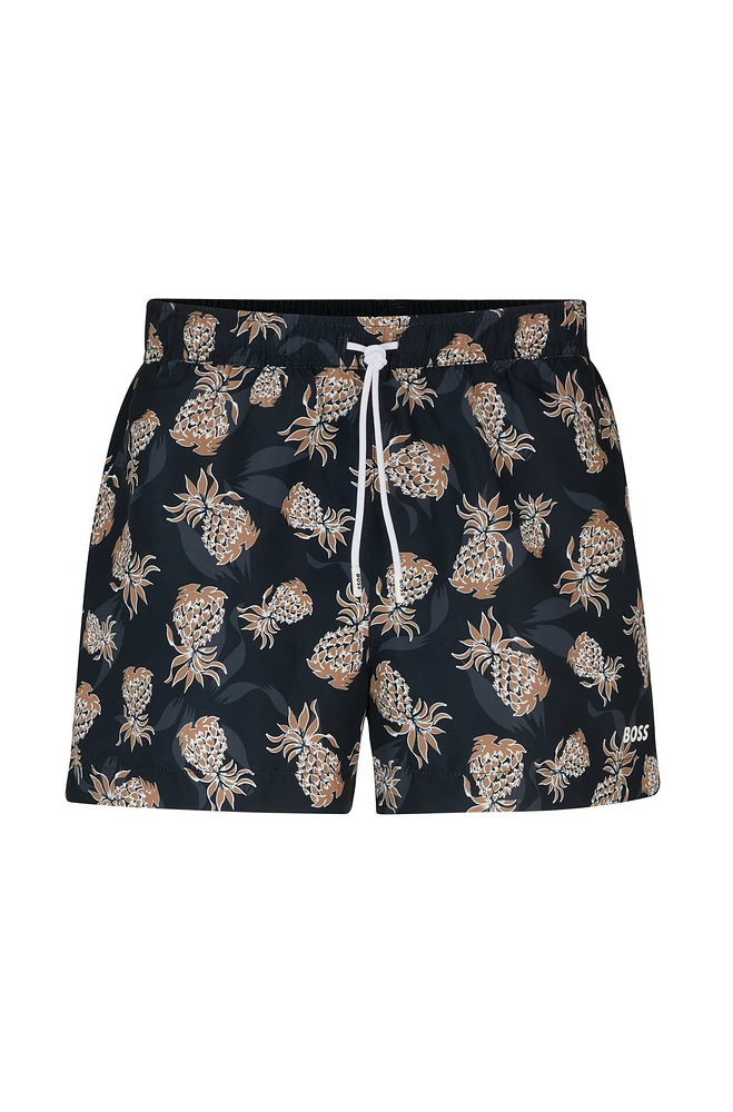 Fully lined swim shorts with pineapple motif