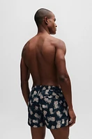 Fully lined swim shorts with pineapple motif