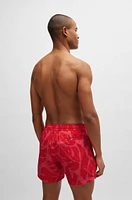 Quick-dry swim shorts with seasonal pattern