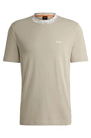 Cotton-jersey regular-fit T-shirt with patterned collar