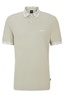 Cotton-piqué polo shirt with patterned trims