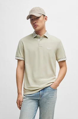 Cotton-piqué polo shirt with patterned trims
