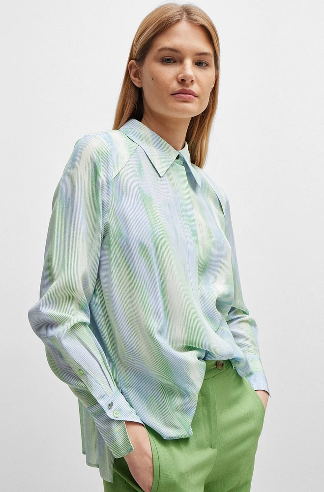 Silk blouse with seasonal stripe print