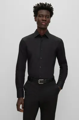 Slim-fit shirt easy-iron cotton poplin