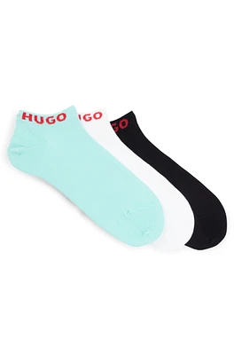 Three-pack of ankle socks with logos