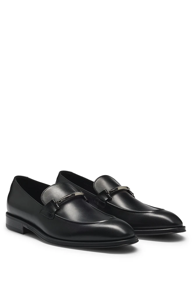 Leather loafers with branded hardware